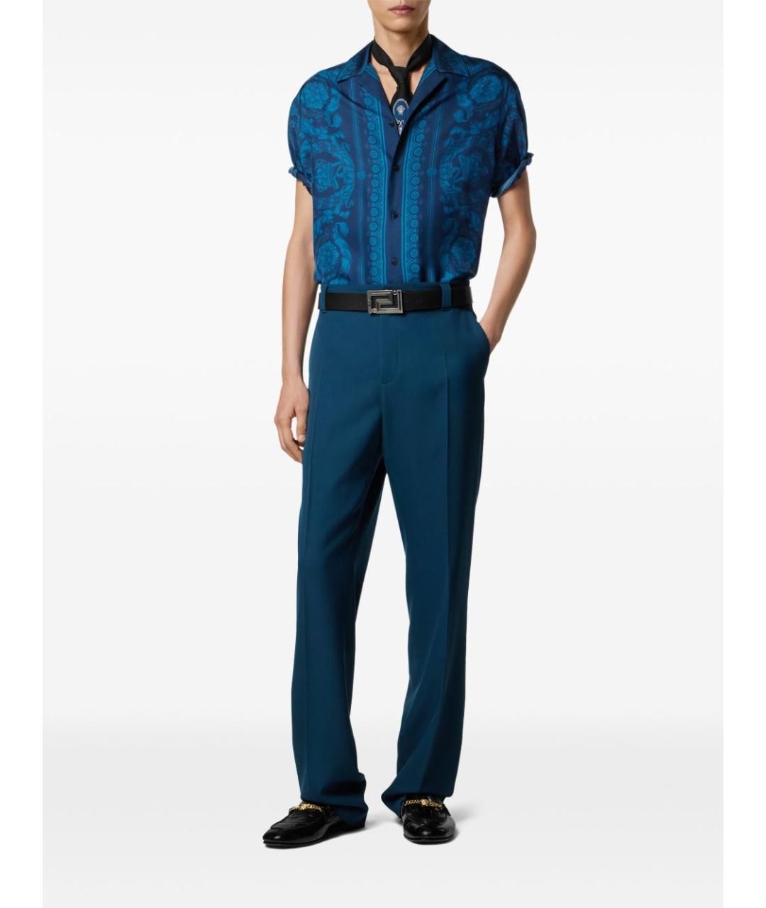 VERSACE Синяя шелковая кэжуал рубашка, фото 2
