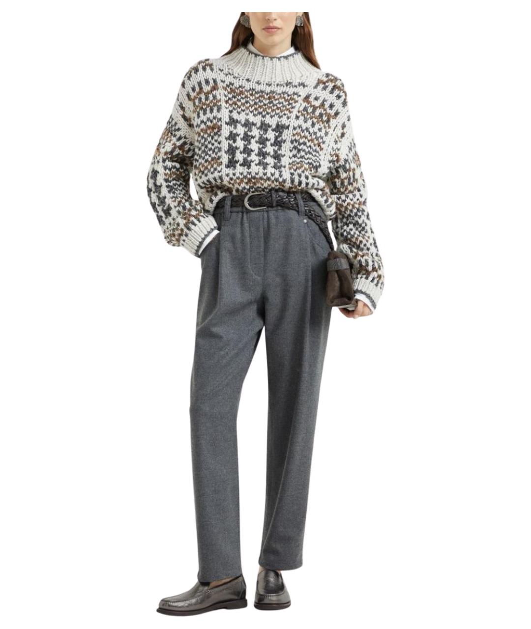 BRUNELLO CUCINELLI Серые прямые брюки, фото 2