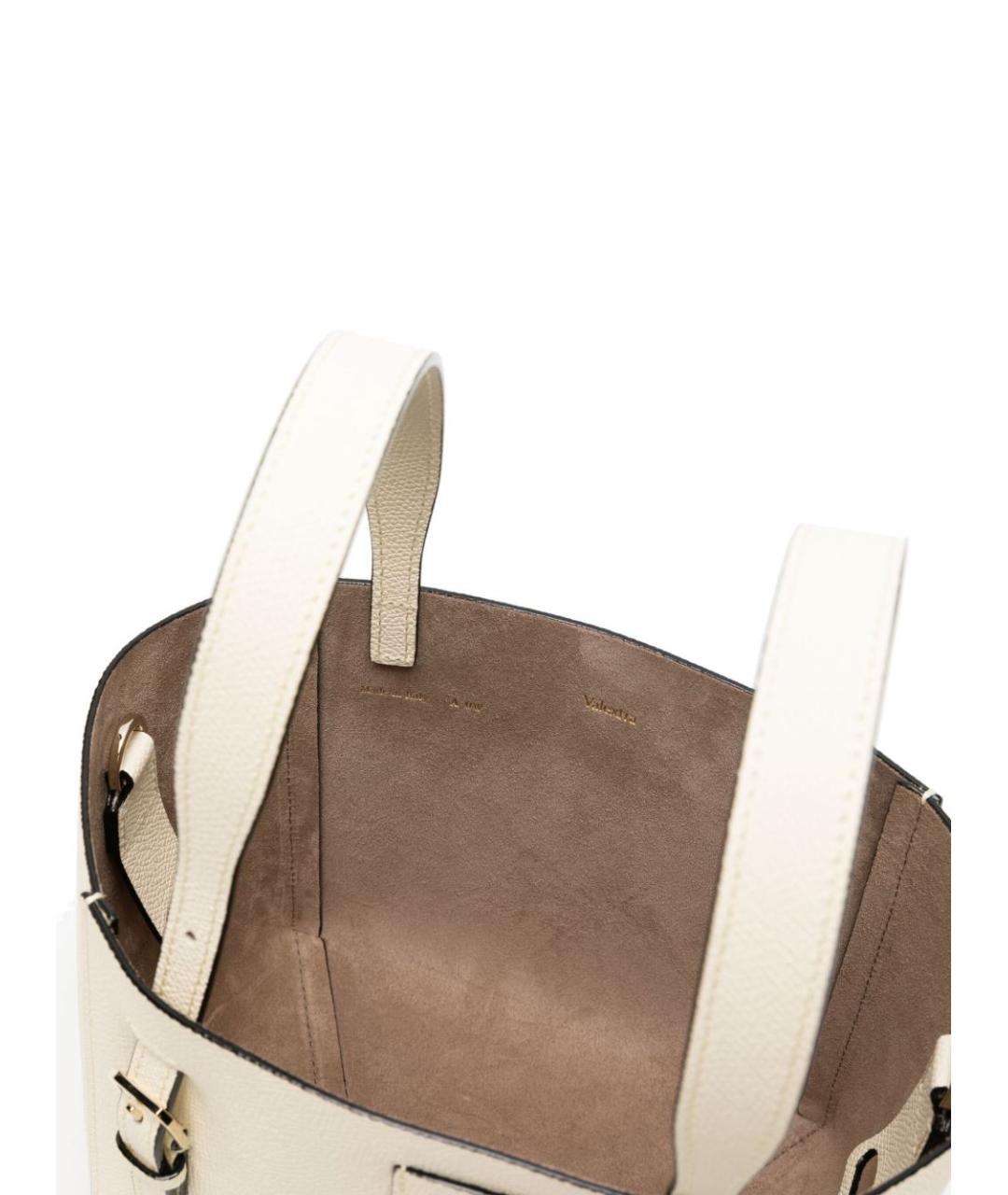 VALEXTRA Белая кожаная сумка тоут, фото 3