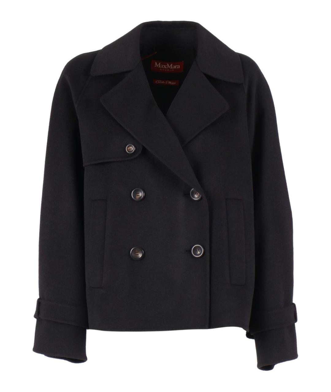 MAX MARA STUDIO Черное шерстяное пальто, фото 1