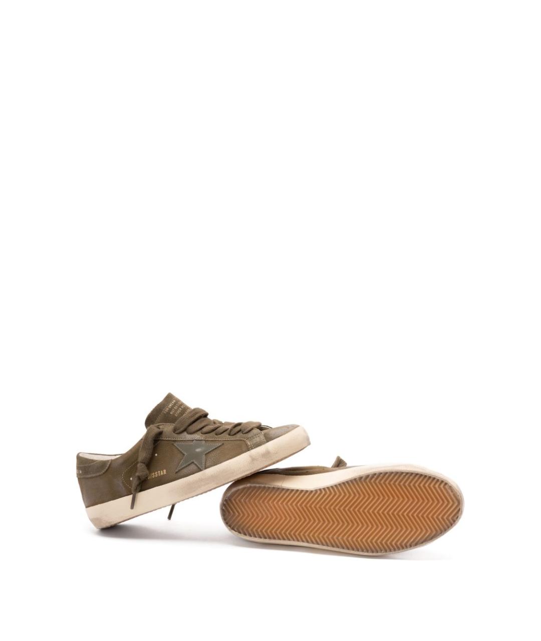 GOLDEN GOOSE DELUXE BRAND Зеленые кожаные низкие кроссовки / кеды, фото 5