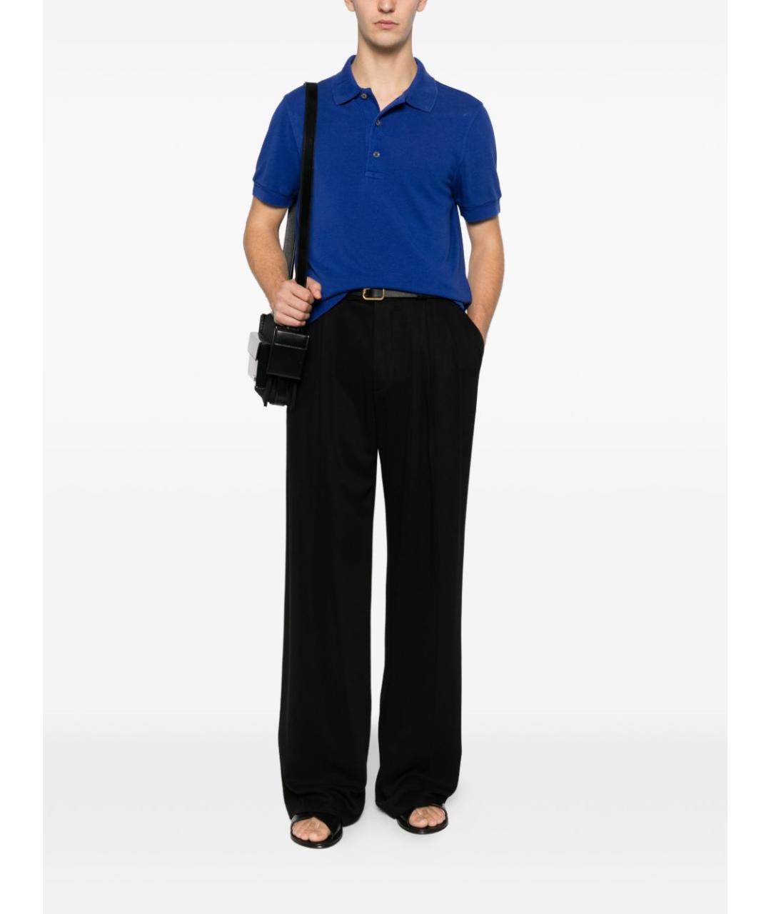 TOM FORD Синее хлопковое поло с коротким рукавом, фото 3