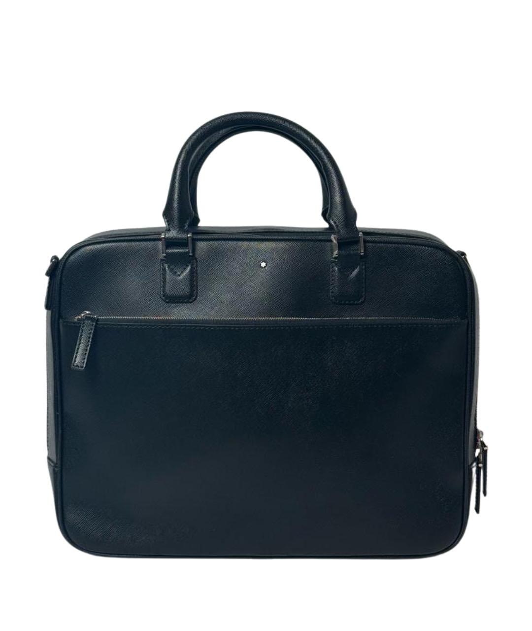 MONTBLANC Черный кожаный портфель, фото 1