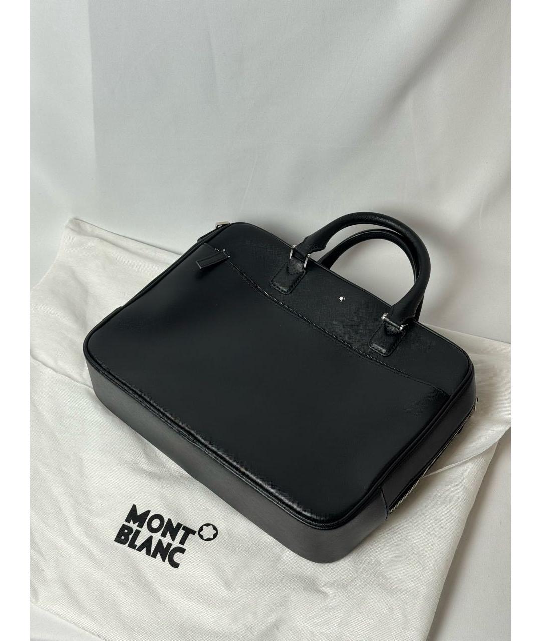 MONTBLANC Черный кожаный портфель, фото 7