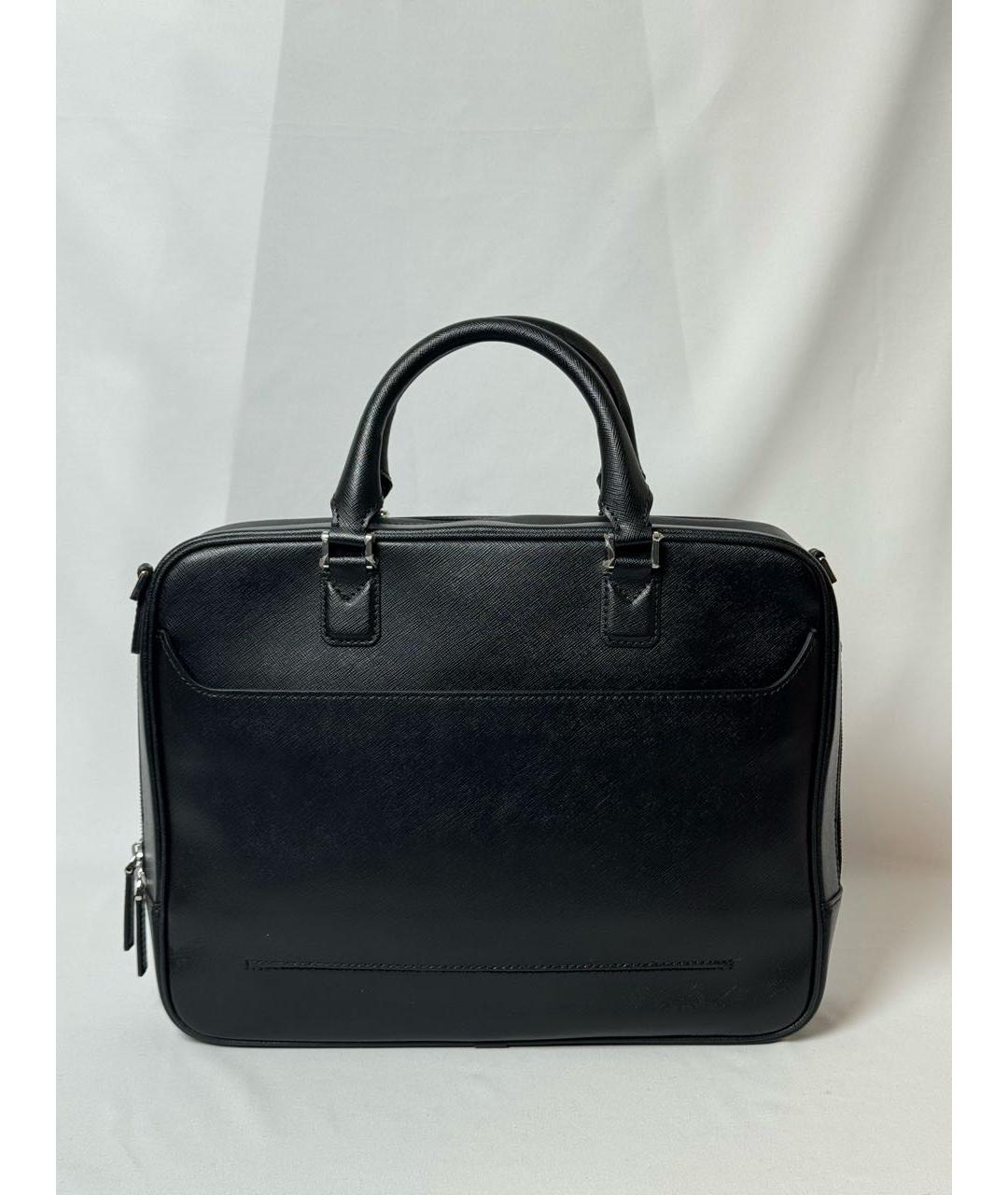 MONTBLANC Черный кожаный портфель, фото 3