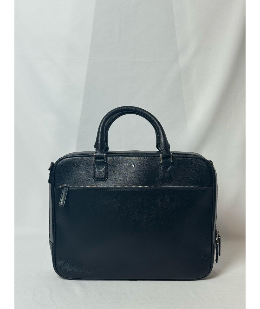 MONTBLANC Черный кожаный портфель, фото 9
