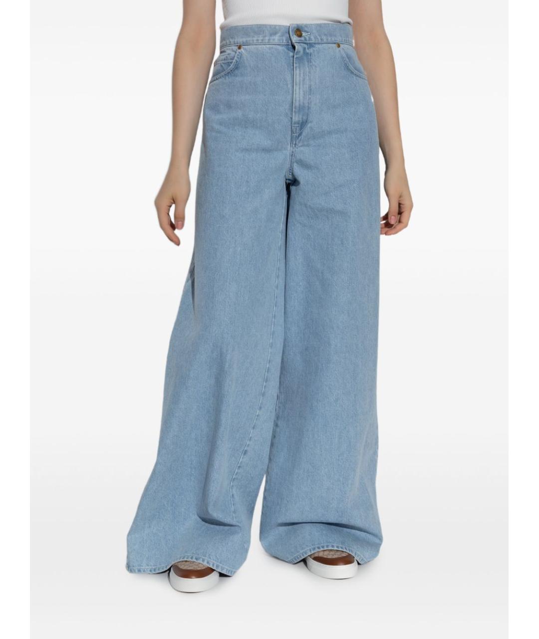 MAX MARA Голубые хлопковые джинсы клеш, фото 4