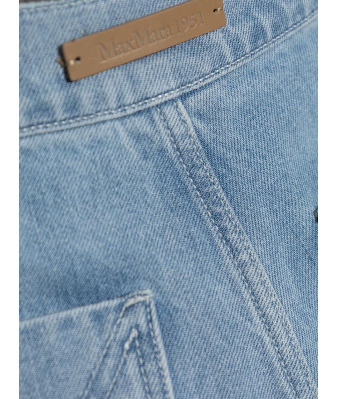 MAX MARA Голубые хлопковые джинсы клеш, фото 2
