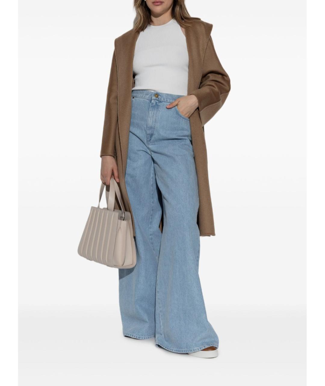 MAX MARA Голубые хлопковые джинсы клеш, фото 5