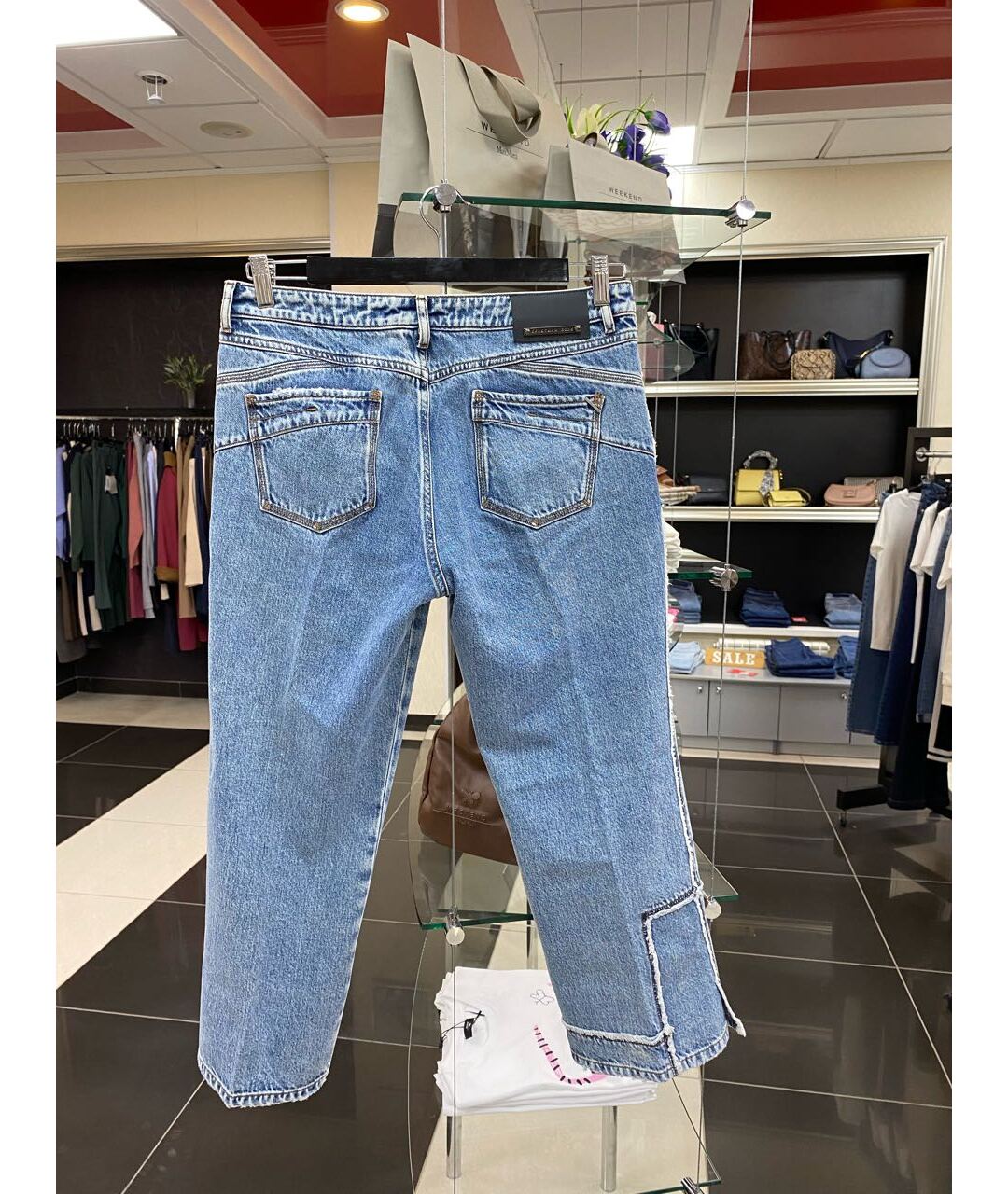 SPORT MAX CODE Голубые хлопковые прямые джинсы, фото 4