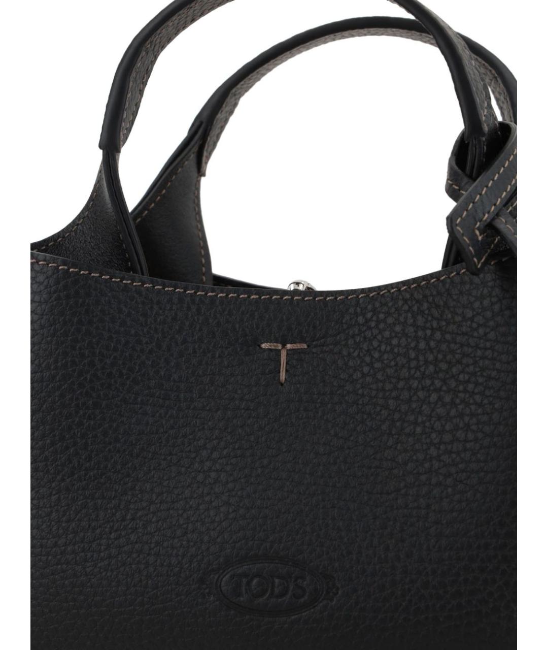 TOD'S Черная кожаная сумка тоут, фото 4