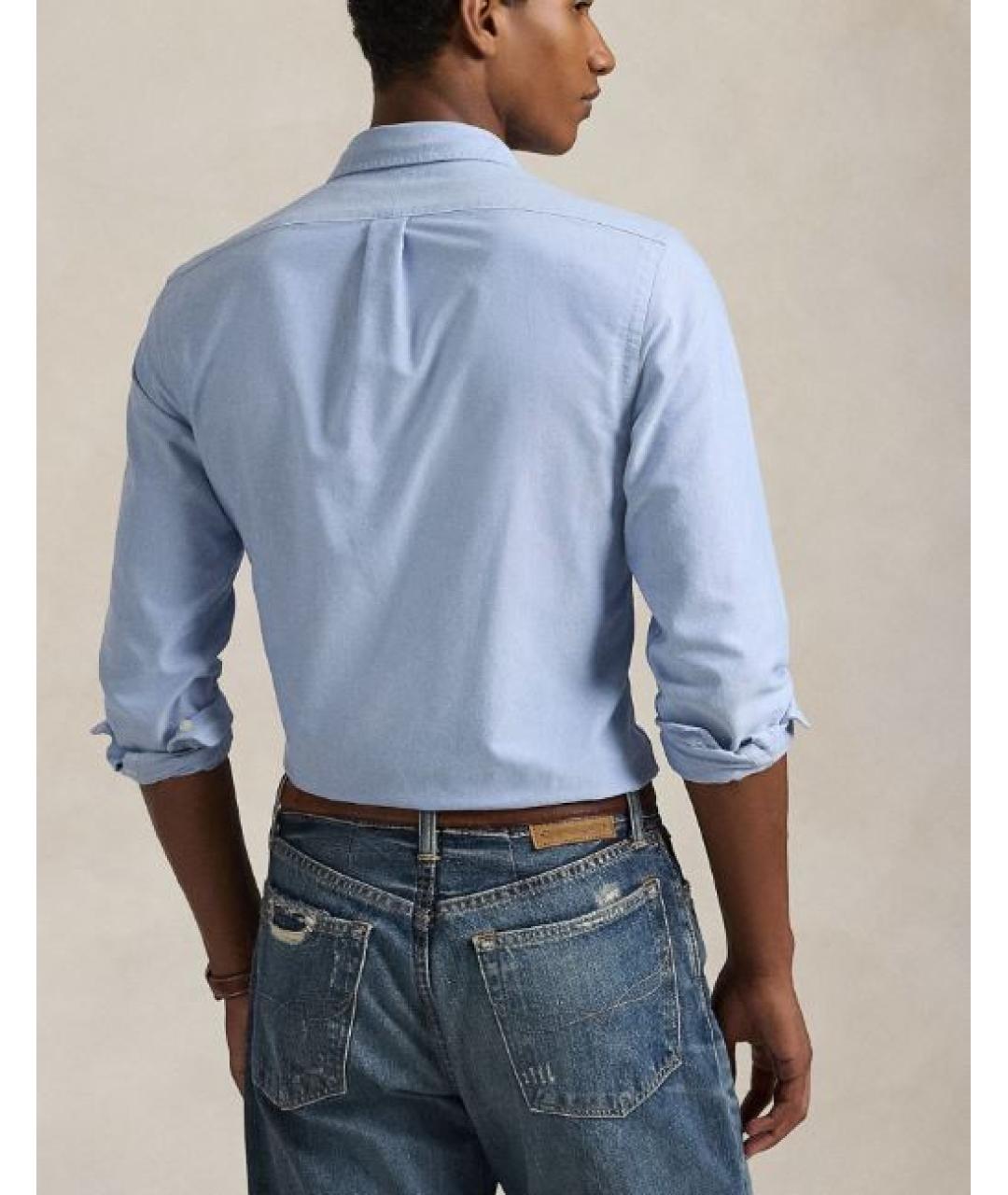 RALPH LAUREN Синяя хлопковая кэжуал рубашка, фото 2