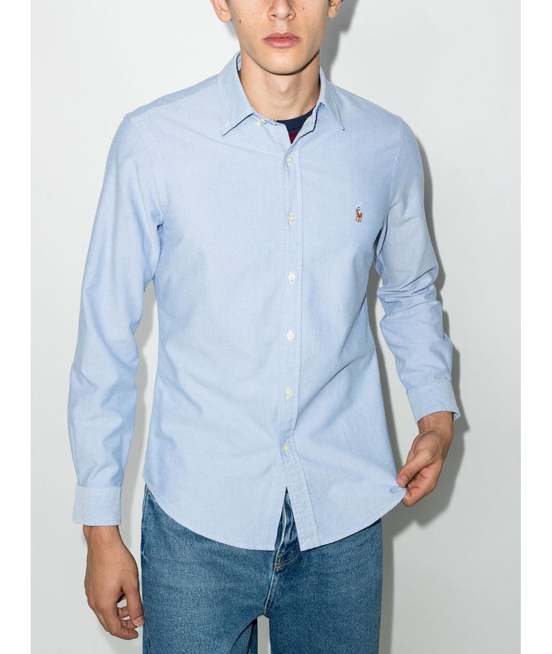 RALPH LAUREN Синяя хлопковая кэжуал рубашка, фото 6