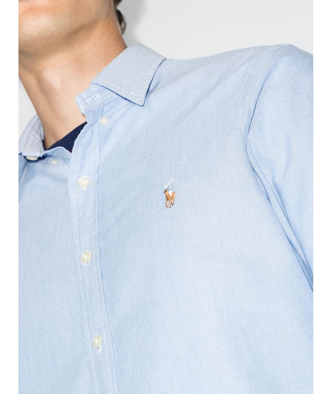RALPH LAUREN Синяя хлопковая кэжуал рубашка, фото 3