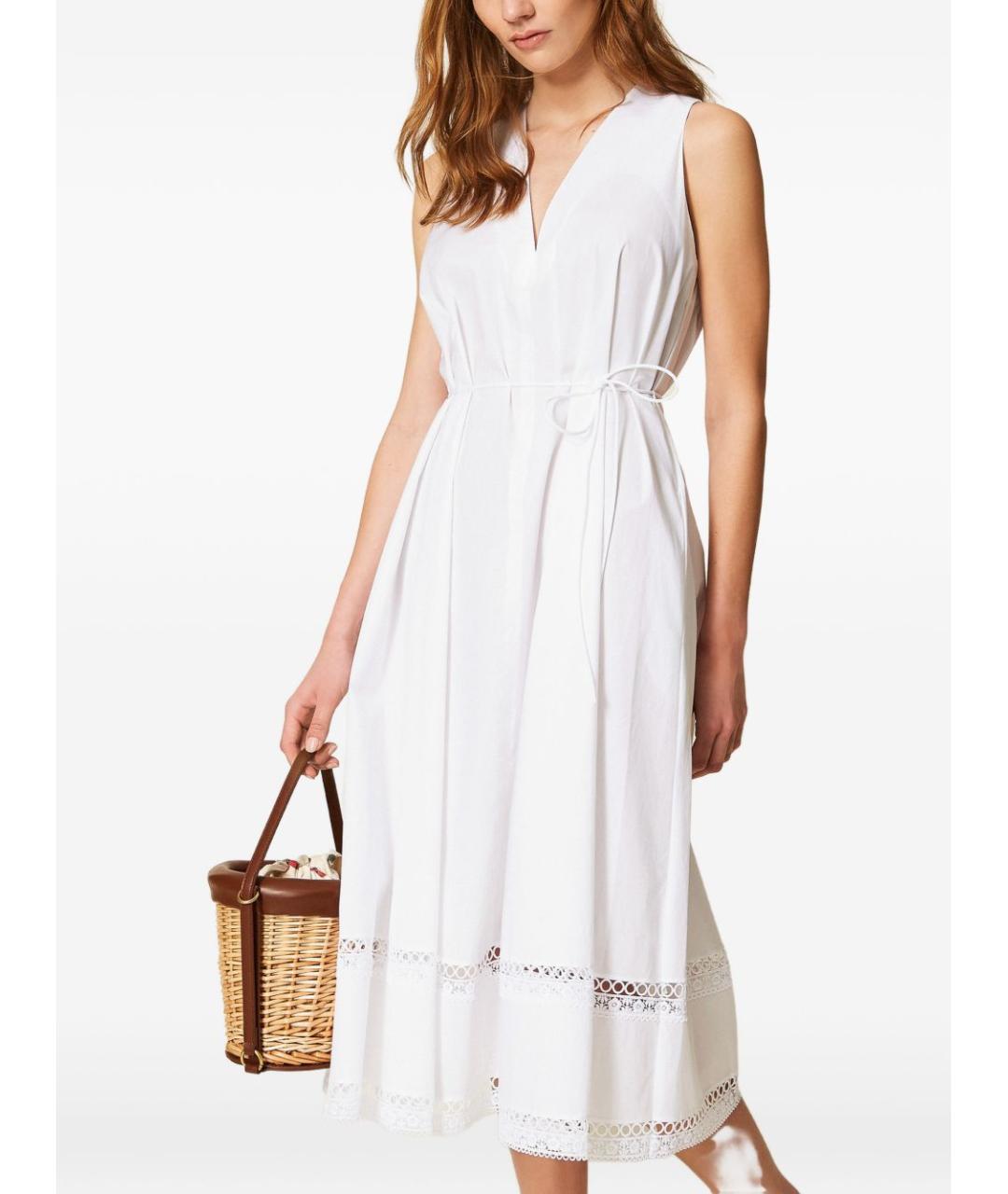 TWIN-SET Белый хлопковый сарафан, фото 4