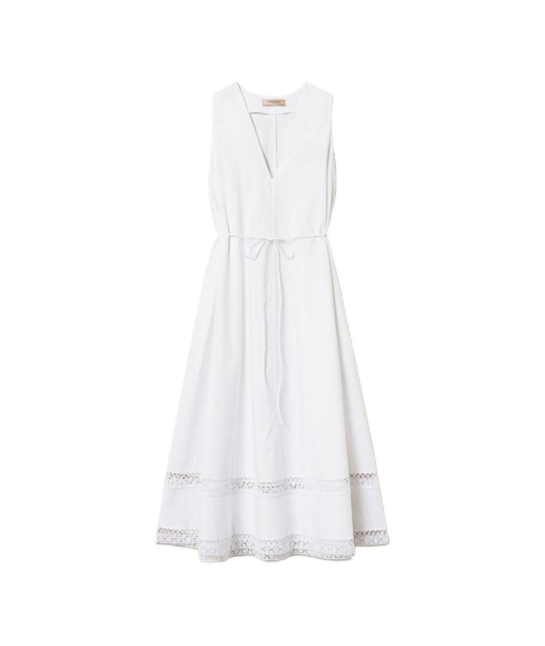 TWIN-SET Белый хлопковый сарафан, фото 1