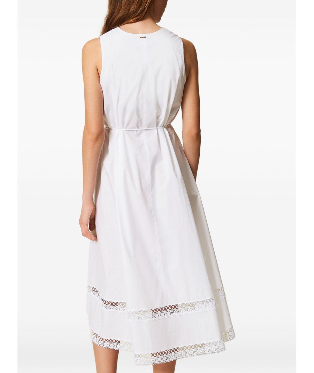 TWIN-SET Белый хлопковый сарафан, фото 3