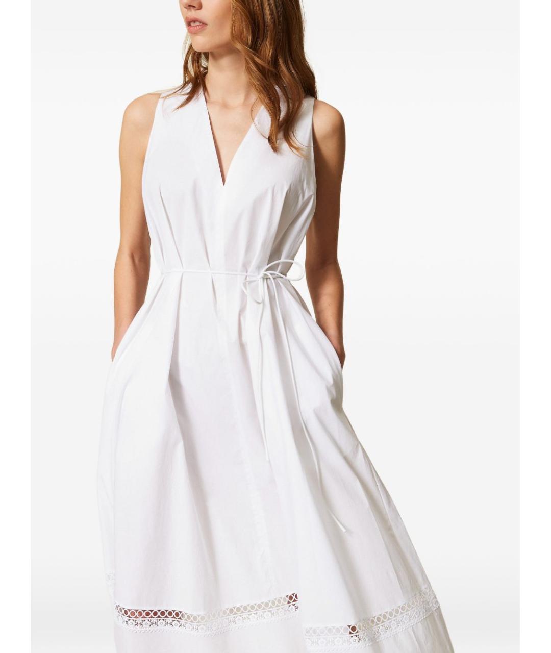 TWIN-SET Белый хлопковый сарафан, фото 2