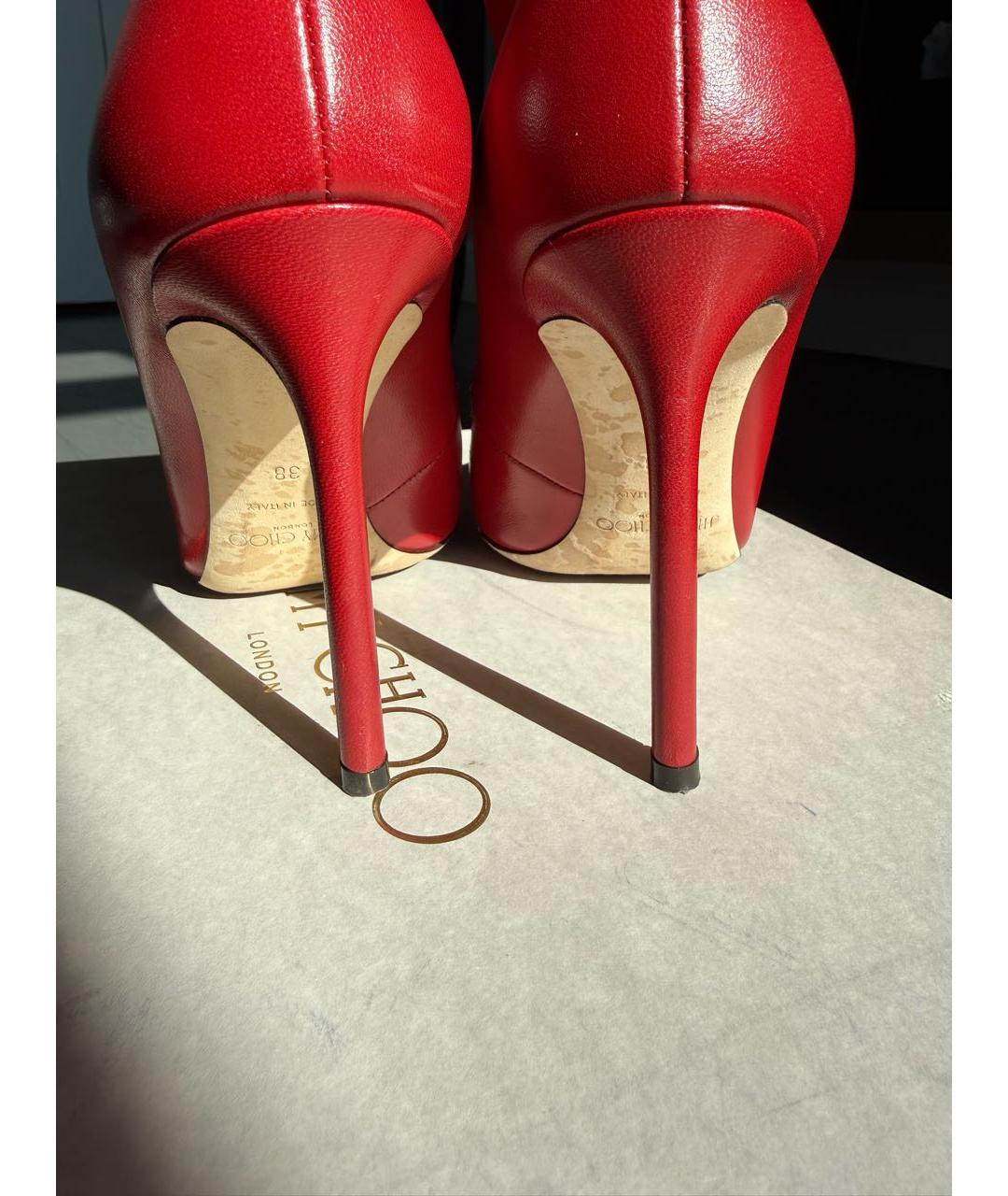 JIMMY CHOO Красные кожаные ботильоны, фото 5