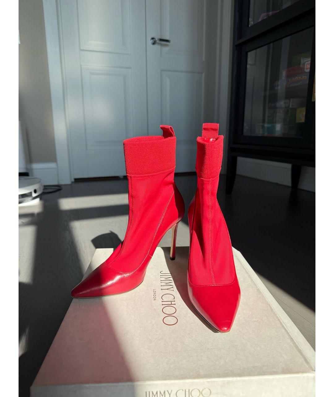 JIMMY CHOO Красные кожаные ботильоны, фото 2