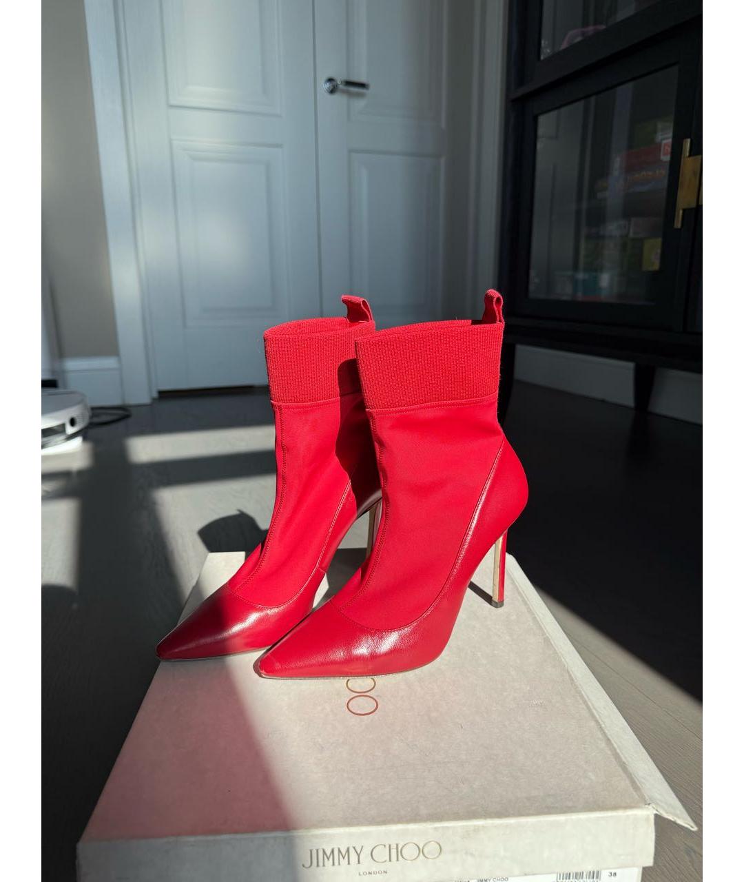 JIMMY CHOO Красные кожаные ботильоны, фото 9