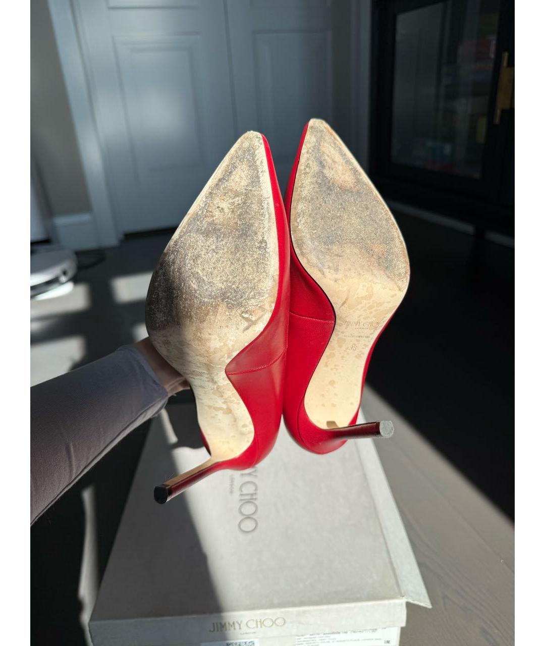 JIMMY CHOO Красные кожаные ботильоны, фото 8