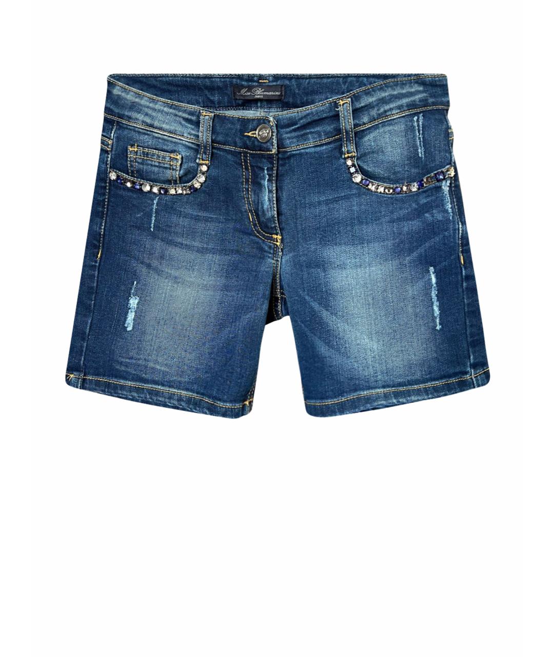 MISS BLUMARINE Темно-синие деним брюки и шорты, фото 1