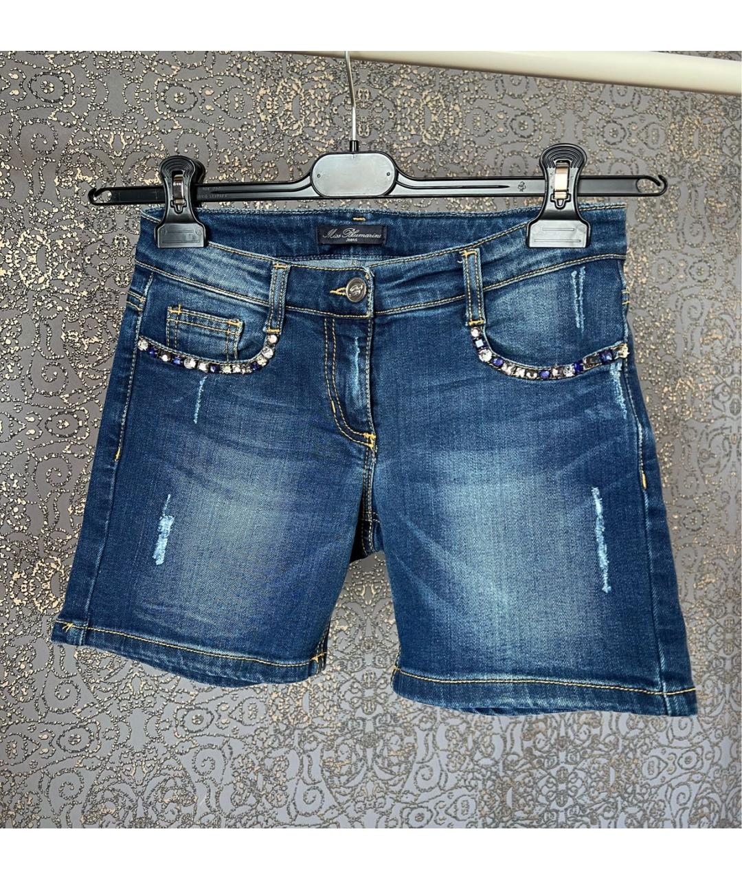 MISS BLUMARINE Темно-синие деним брюки и шорты, фото 5