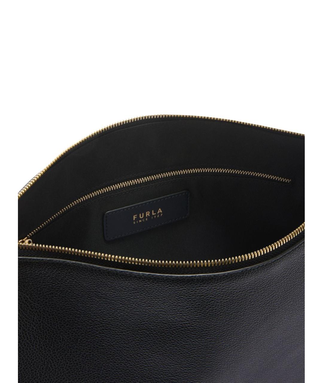 FURLA Черная кожаная сумка тоут, фото 4