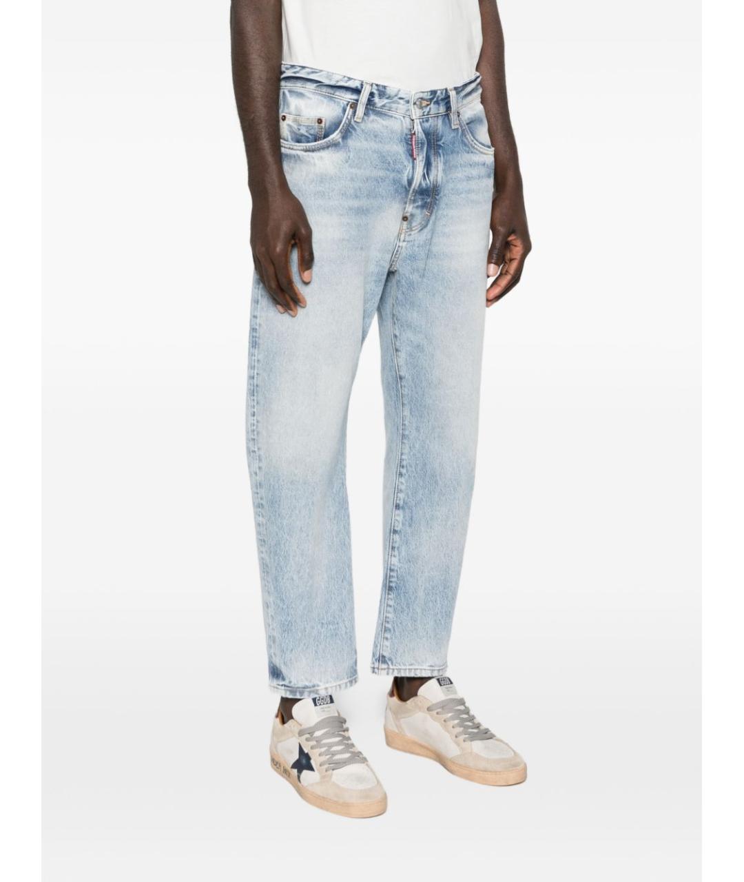 DSQUARED2 Голубые хлопковые прямые джинсы, фото 3
