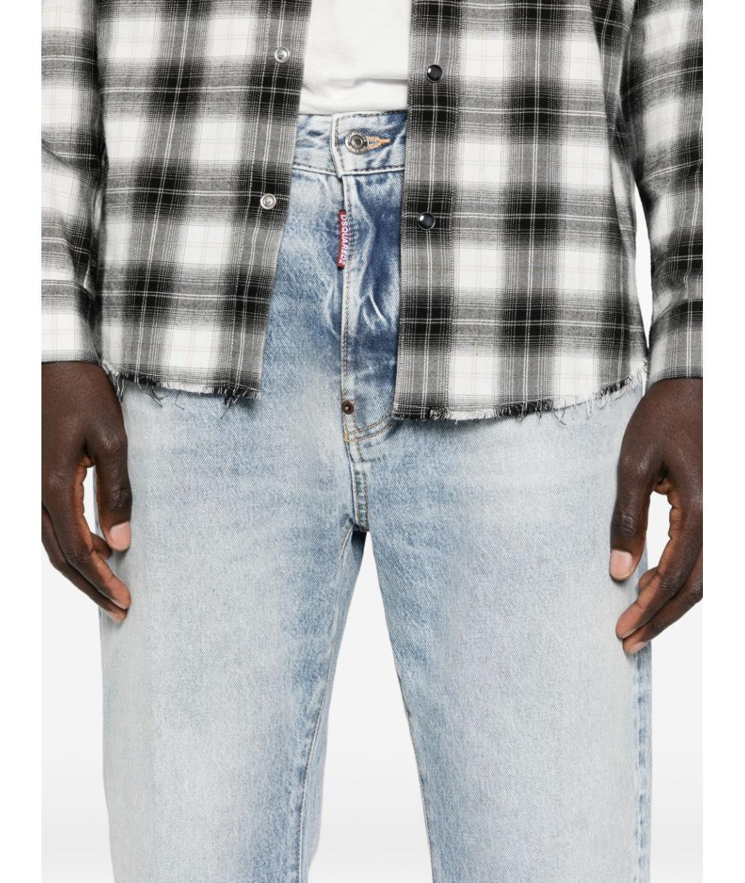 DSQUARED2 Голубые хлопковые прямые джинсы, фото 5