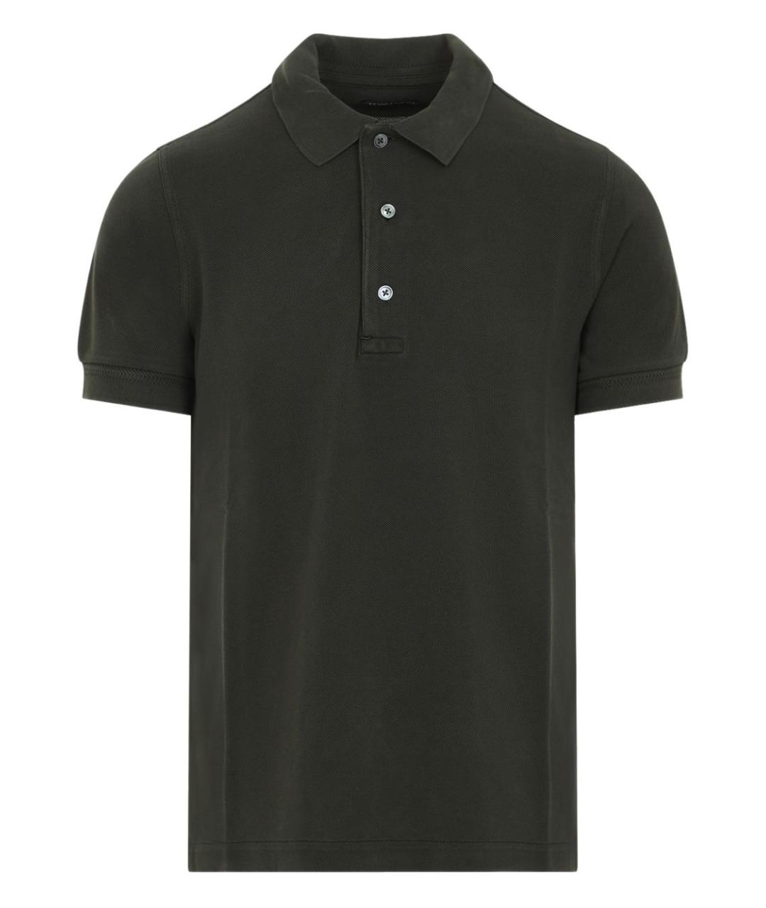 TOM FORD Хаки хлопковое поло с коротким рукавом, фото 1