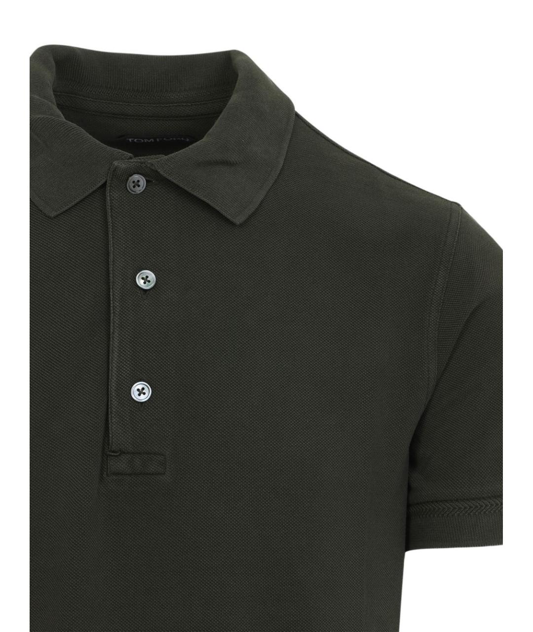 TOM FORD Хаки хлопковое поло с коротким рукавом, фото 3