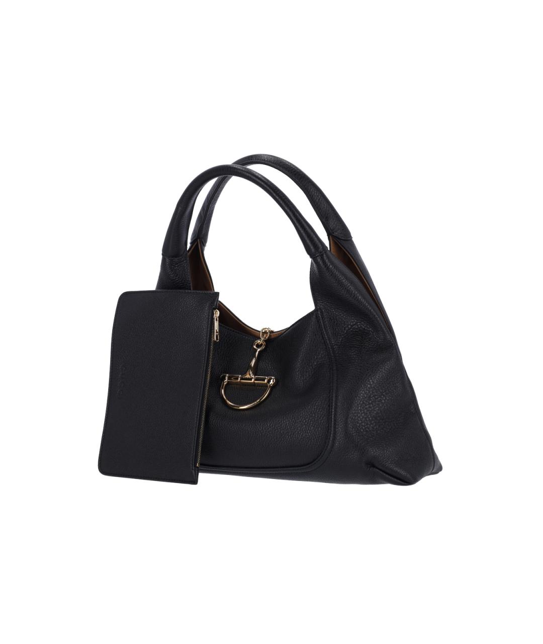 GUCCI Черная кожаная сумка тоут, фото 2