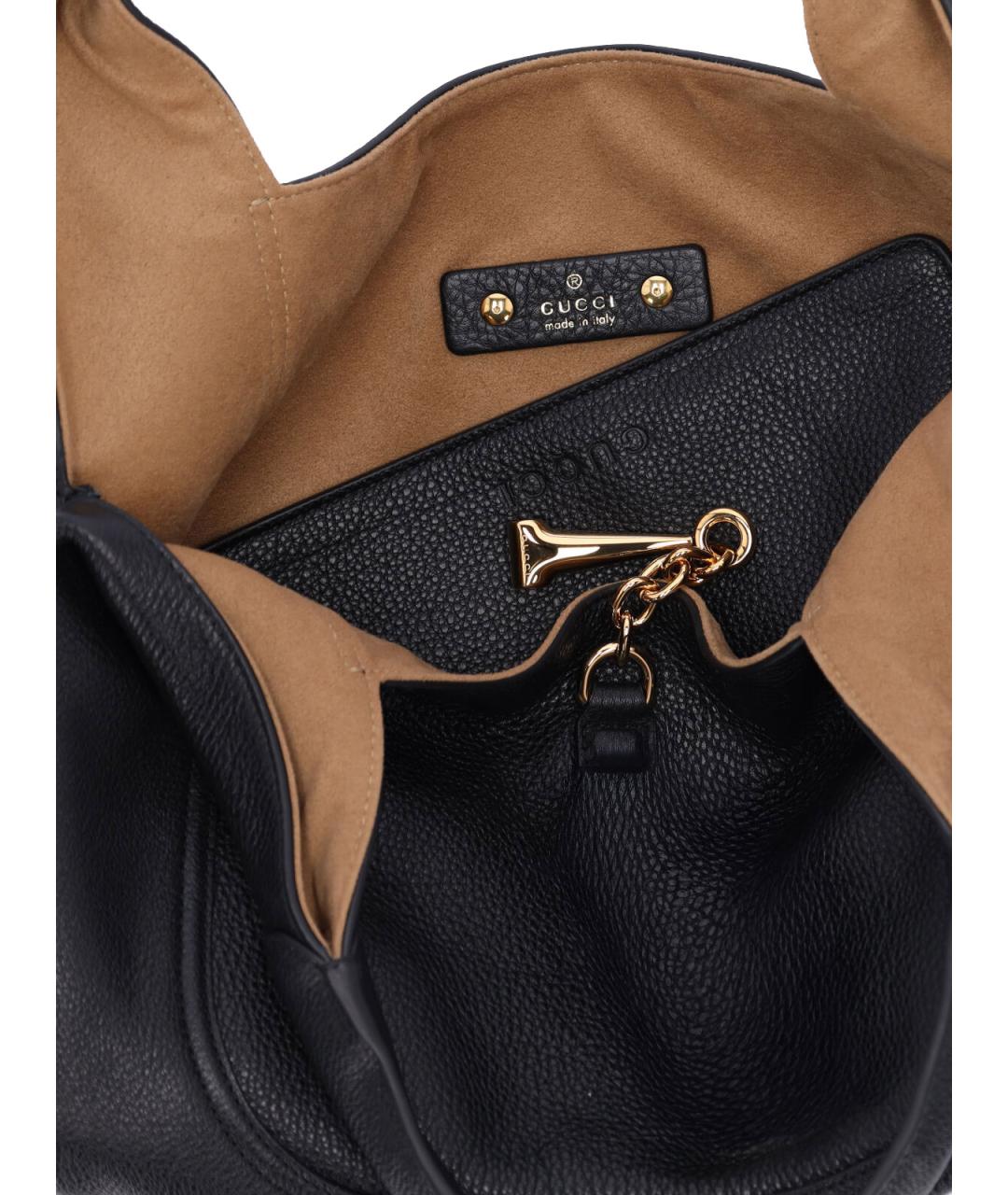 GUCCI Черная кожаная сумка тоут, фото 4