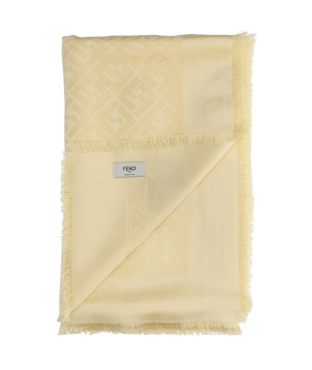 FENDI Желтый шелковый шарф, фото 2