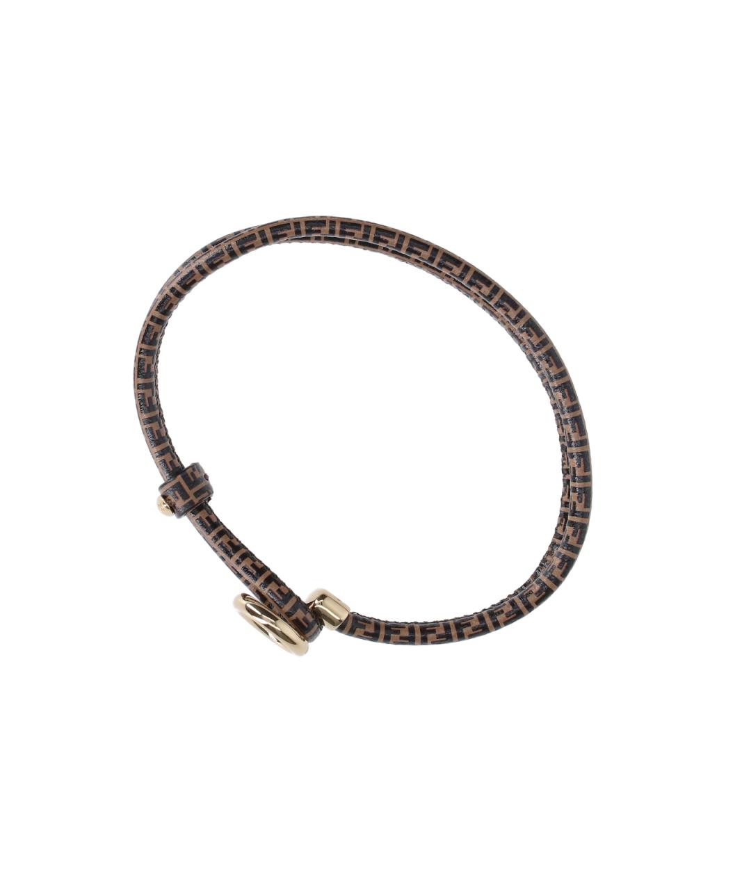 FENDI Коричневый кожаный браслет, фото 3