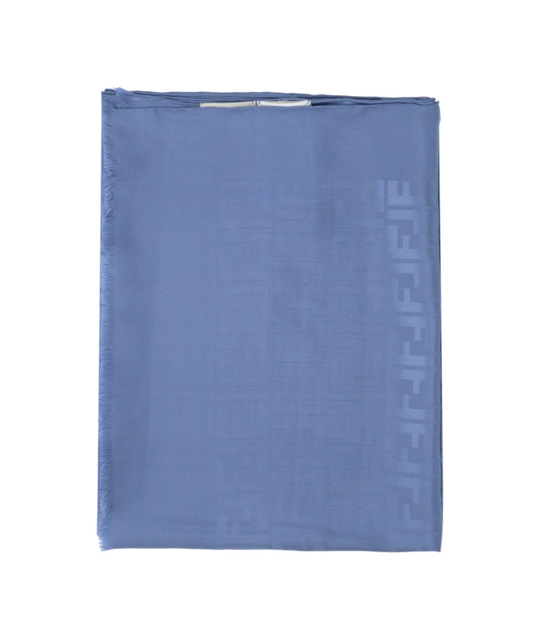 FENDI Синий шелковый шарф, фото 2