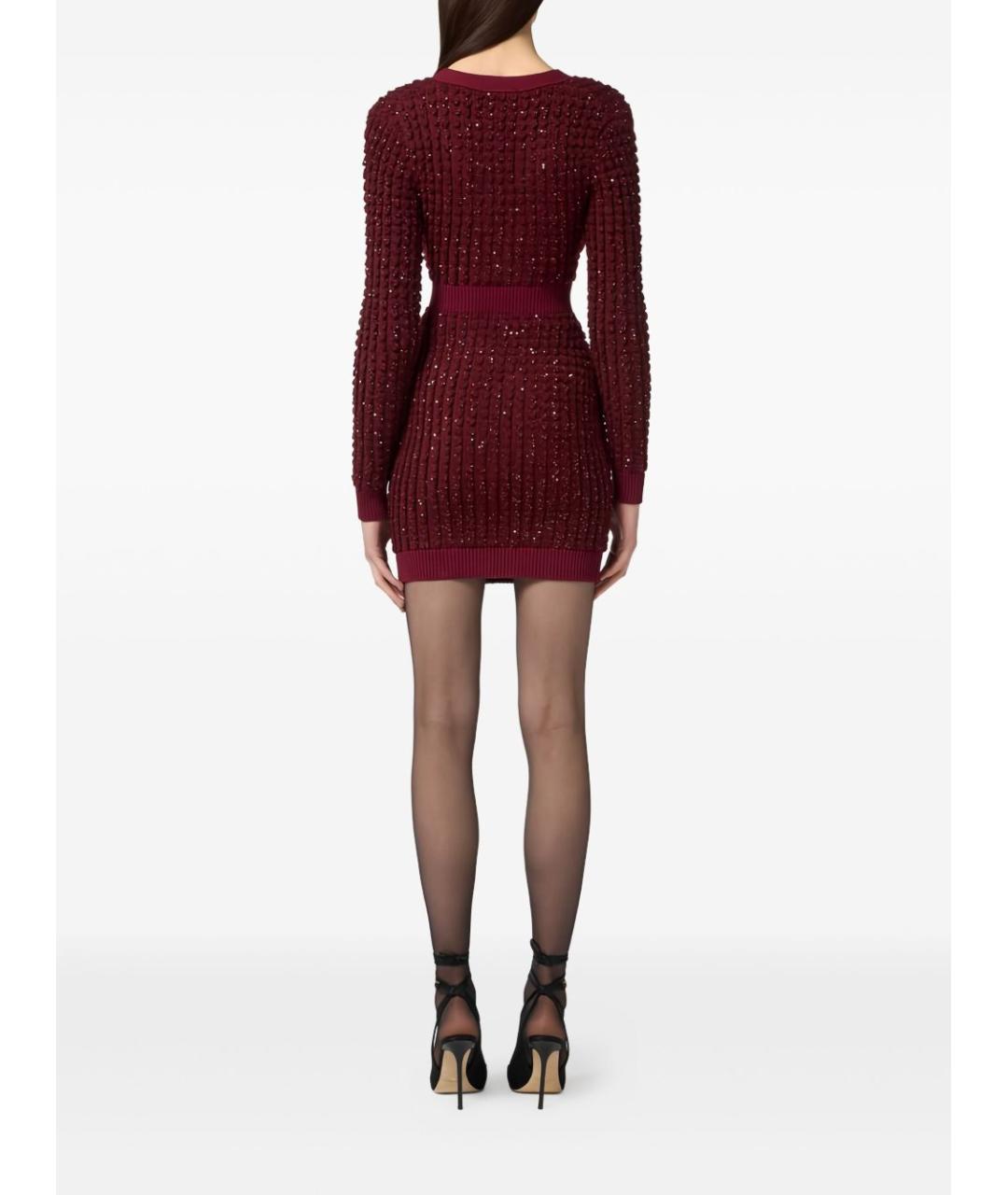 ELISABETTA FRANCHI Бордовое хлопковое повседневное платье, фото 3