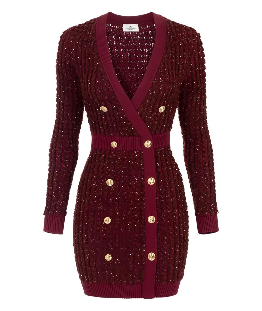 ELISABETTA FRANCHI Бордовое хлопковое повседневное платье, фото 1