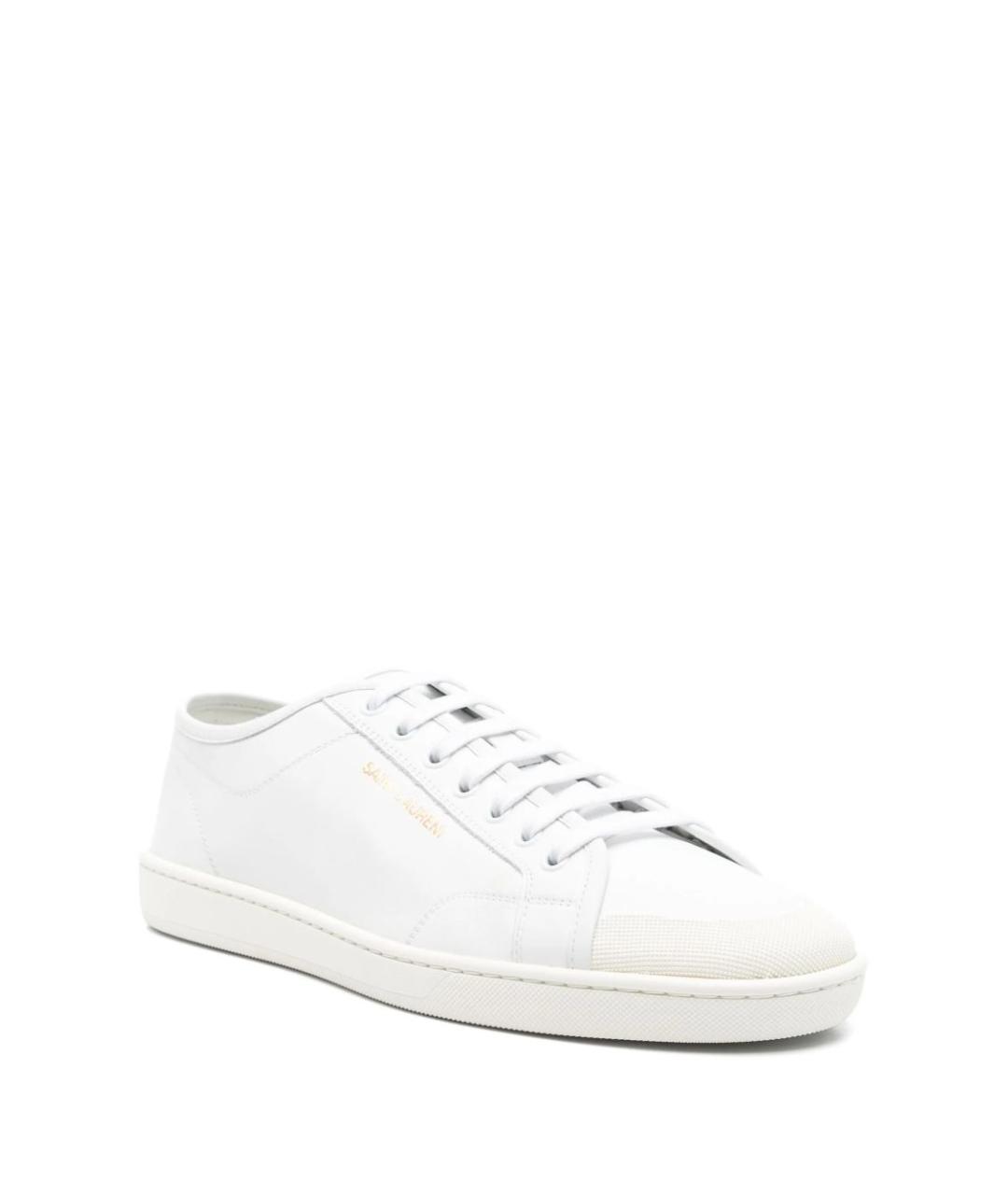 SAINT LAURENT Белые кожаные низкие кроссовки / кеды, фото 3