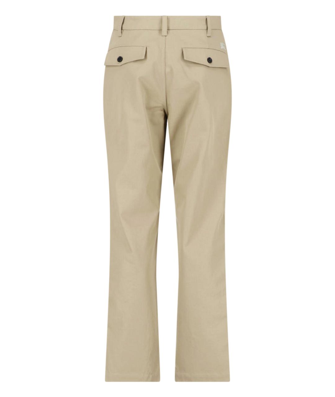 BURBERRY Бежевые хлопковые повседневные брюки, фото 2