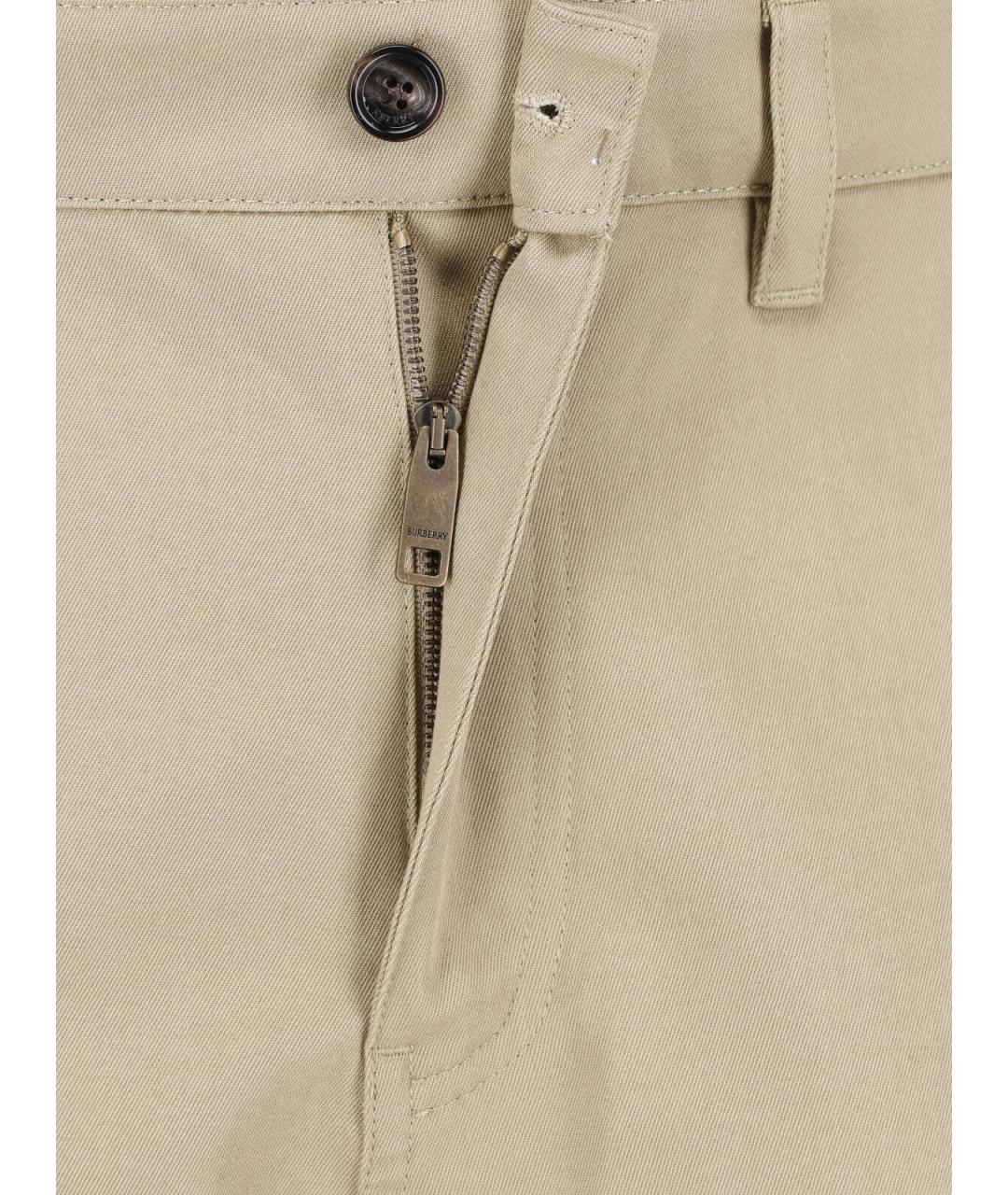 BURBERRY Бежевые хлопковые повседневные брюки, фото 5