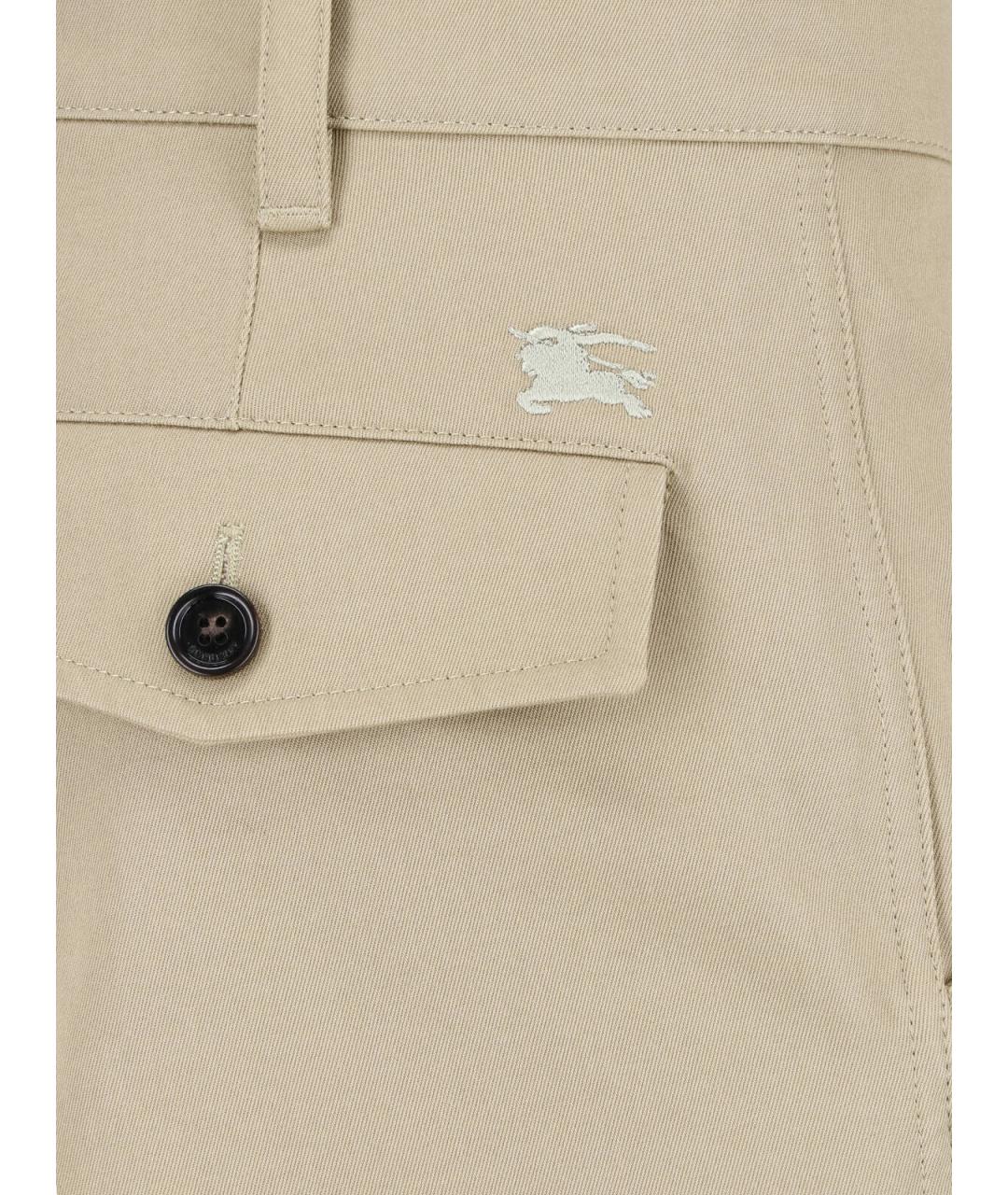 BURBERRY Бежевые хлопковые повседневные брюки, фото 4
