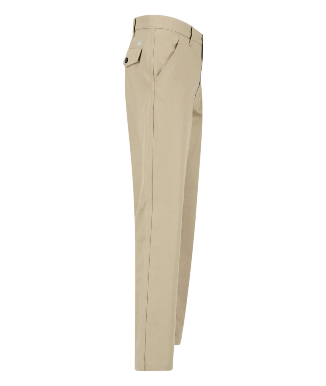BURBERRY Бежевые хлопковые повседневные брюки, фото 3