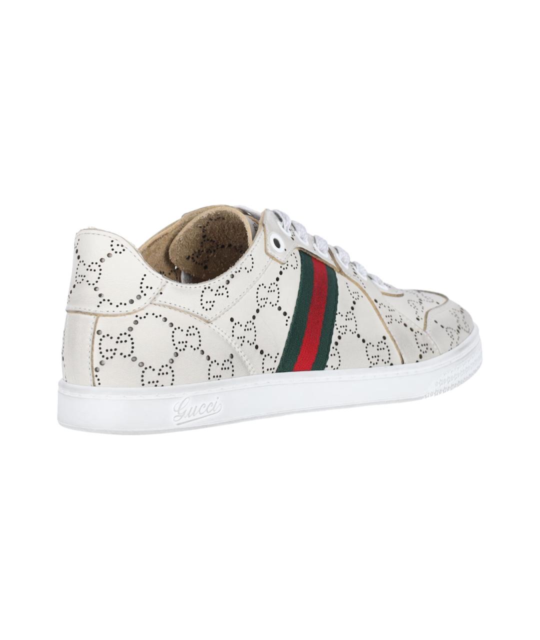 GUCCI Белые кожаные кеды, фото 4
