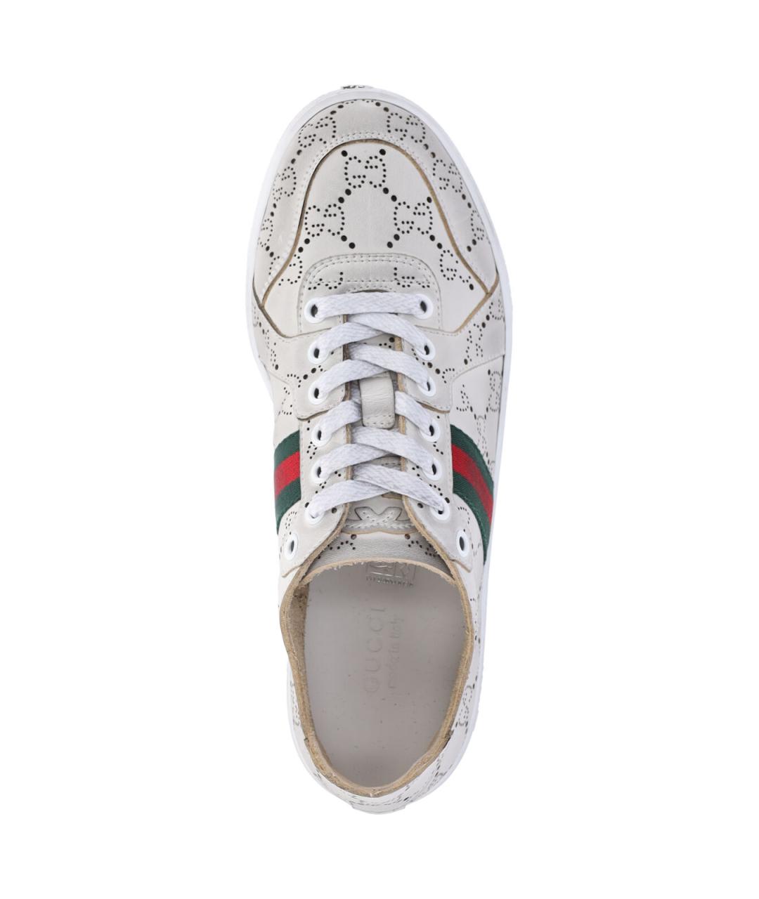 GUCCI Белые кожаные кеды, фото 5