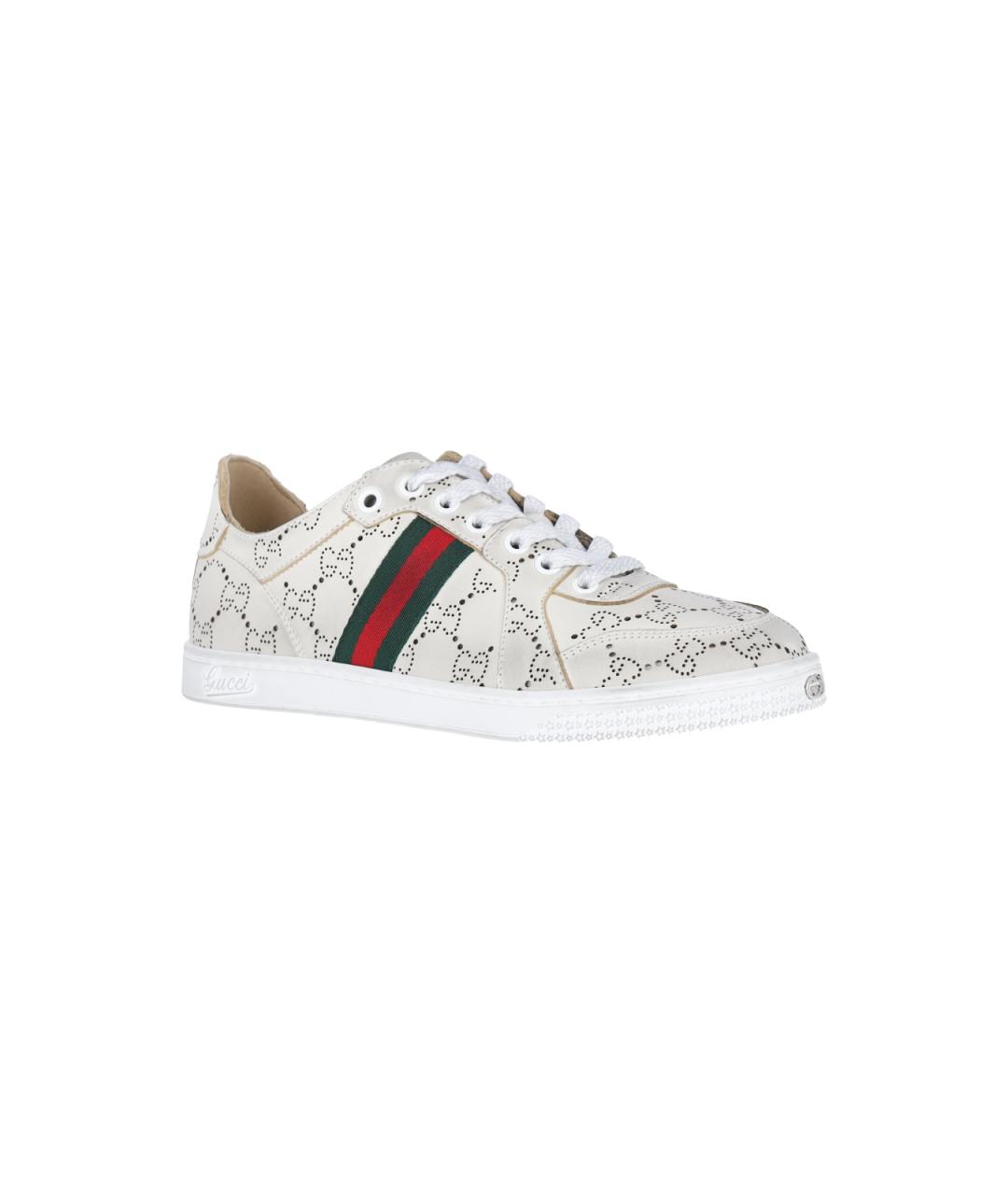 GUCCI Белые кожаные кеды, фото 2