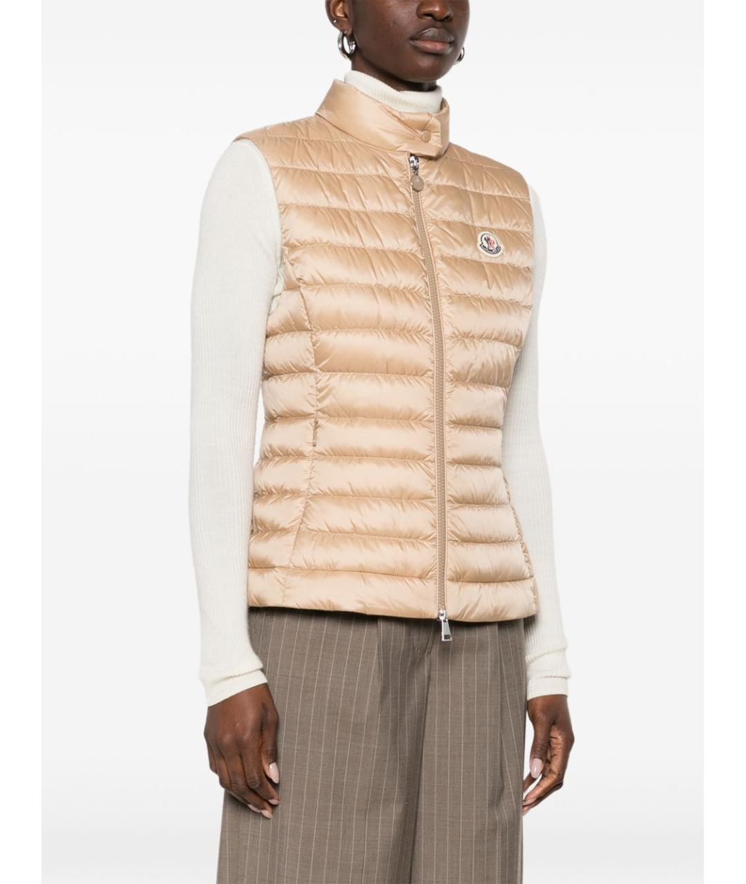 MONCLER Бежевый полиамидовый жилет, фото 3