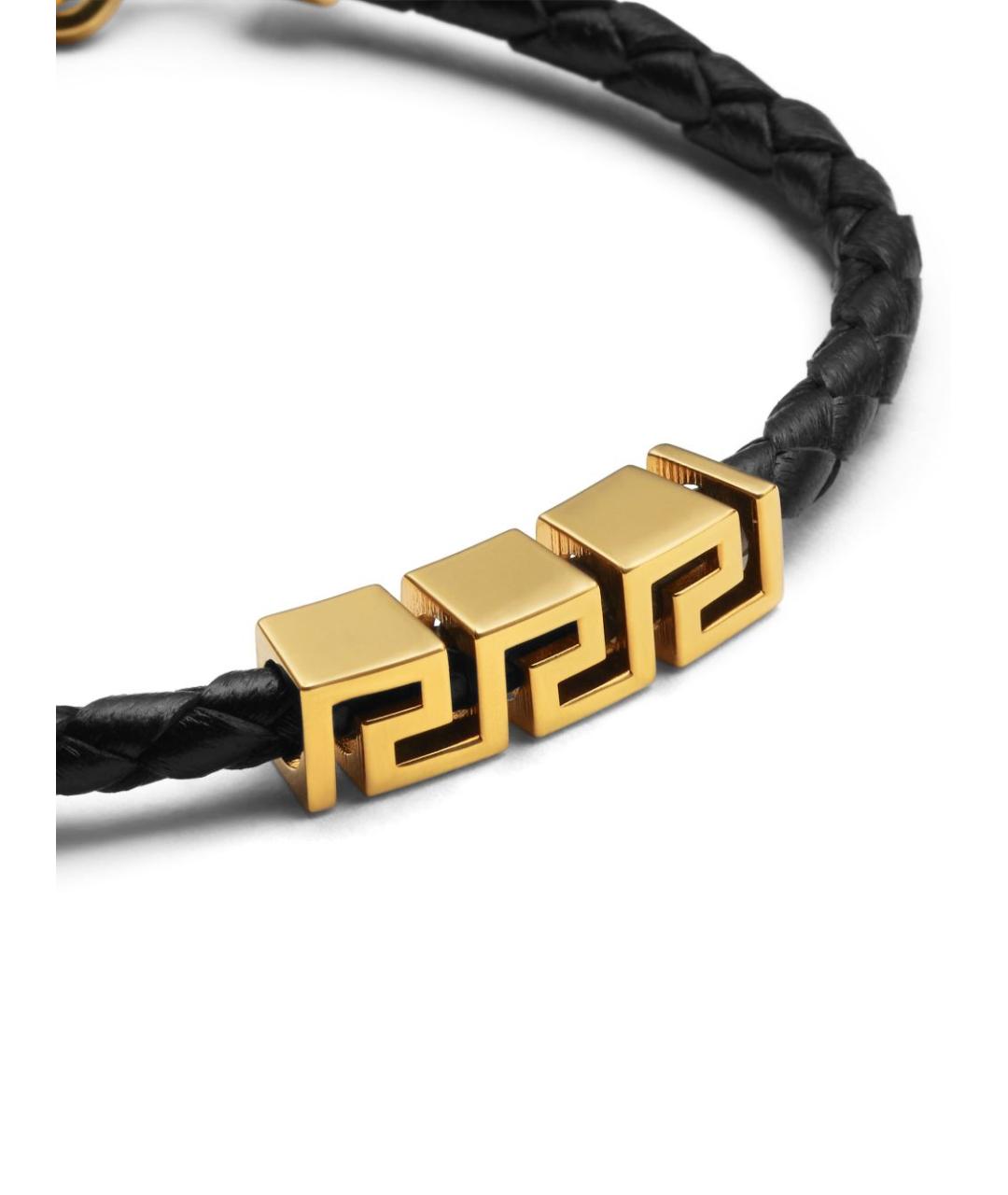 VERSACE Черный кожаный браслет, фото 2